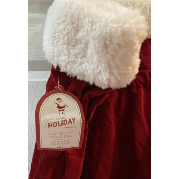 Pottery Barn Kids Lucas Red Velvet Santa Bag Sack Christmas Stocking 40 x 33 in - Picture 11 of 15